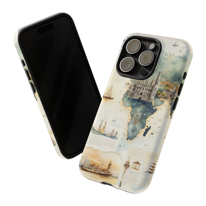 Hard Phone Case — Watercolor Fantasy Map Castle Design