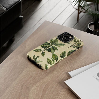 Botanical Leaves Tough Phone Case — Vintage Green Plant Print