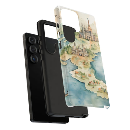 Hard Phone Case — Watercolor Fantasy Map Castle Design