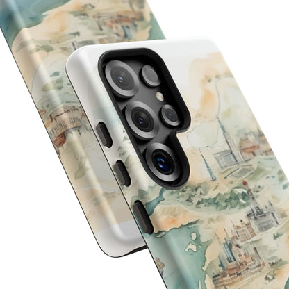 Hard Phone Case — Watercolor Fantasy Map Castle Design