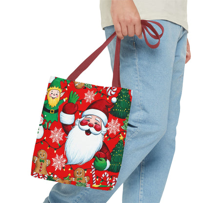 Festive Santa Tote Bag, Christmas Gift Bag, Holiday Shopping Tote, Cute Santa Bag, Merry Christmas Tote