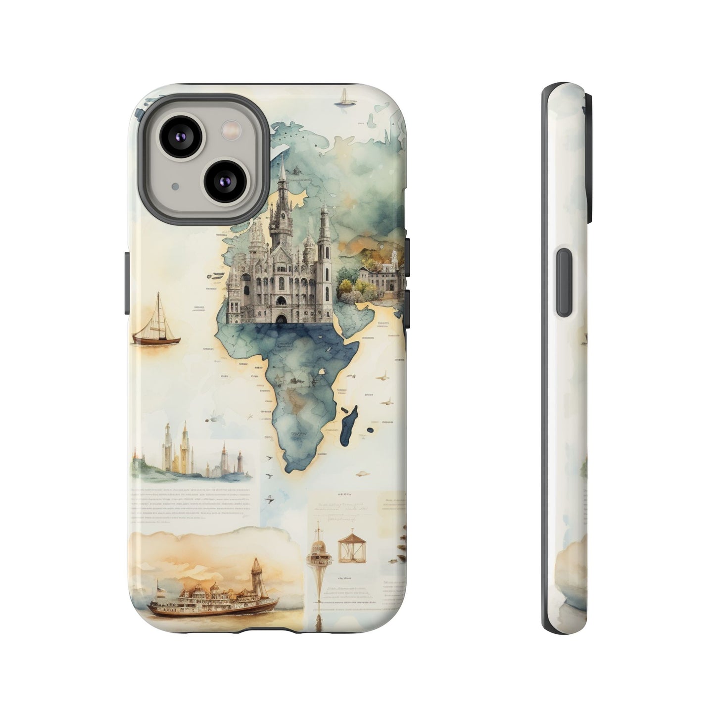 Hard Phone Case — Watercolor Fantasy Map Castle Design