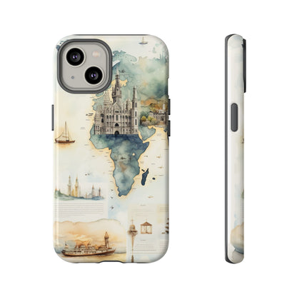 Hard Phone Case — Watercolor Fantasy Map Castle Design