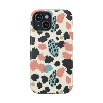 Leopard Splash Magnetic Impact Phone Case — Teal & Coral Animal Print
