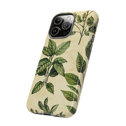Botanical Leaves Tough Phone Case — Vintage Green Plant Print