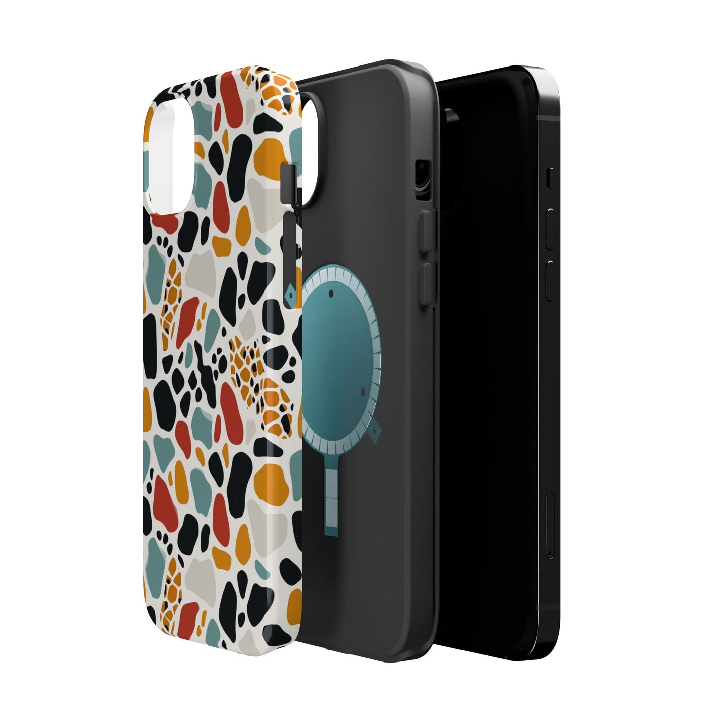 Terrazzo Pattern Magnetic Impact Phone Case — Colorful Retro Pebble Design