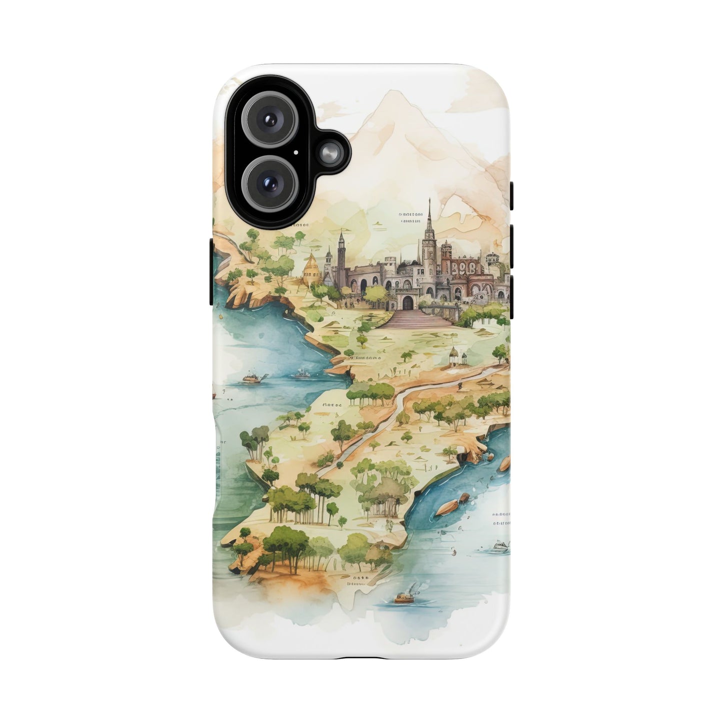 Hard Phone Case — Watercolor Fantasy Map Castle Design