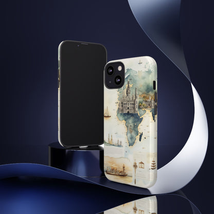 Hard Phone Case — Watercolor Fantasy Map Castle Design