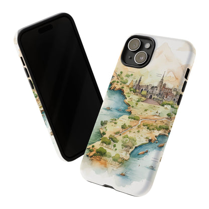 Hard Phone Case — Watercolor Fantasy Map Castle Design