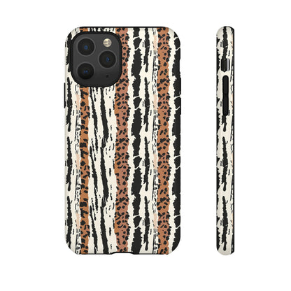 Animal Stripe Phone Case — Leopard & Zebra Pattern Tough Protective Cover,Africa Pattern .