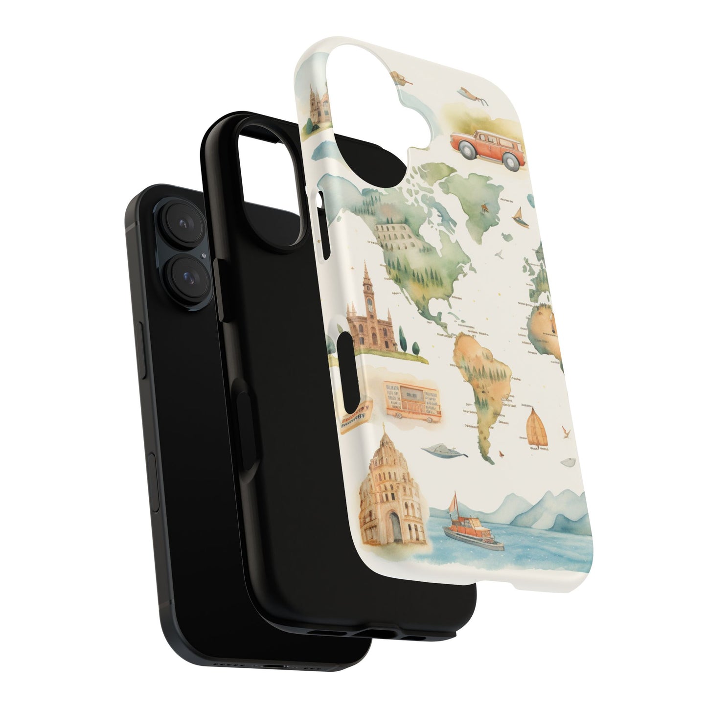 Hard Phone Case — Watercolor Fantasy Map Castle Design
