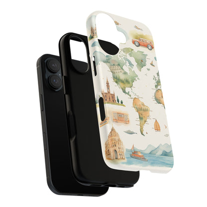 Hard Phone Case — Watercolor Fantasy Map Castle Design