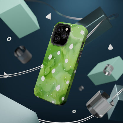Green Watercolor Polka Dot Magnetic Impact Phone Case