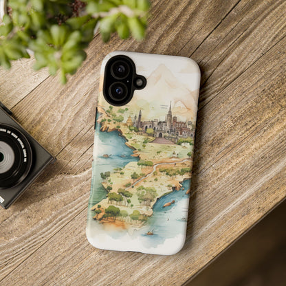 Hard Phone Case — Watercolor Fantasy Map Castle Design