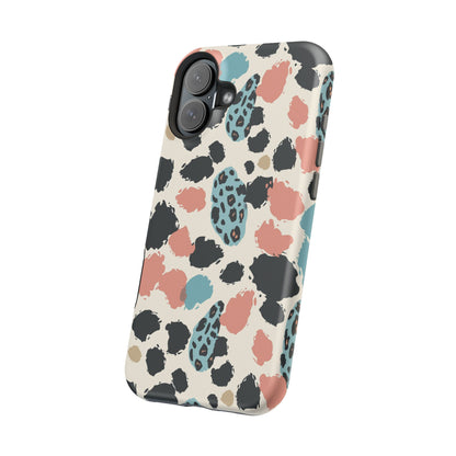 Leopard Splash Magnetic Impact Phone Case — Teal & Coral Animal Print