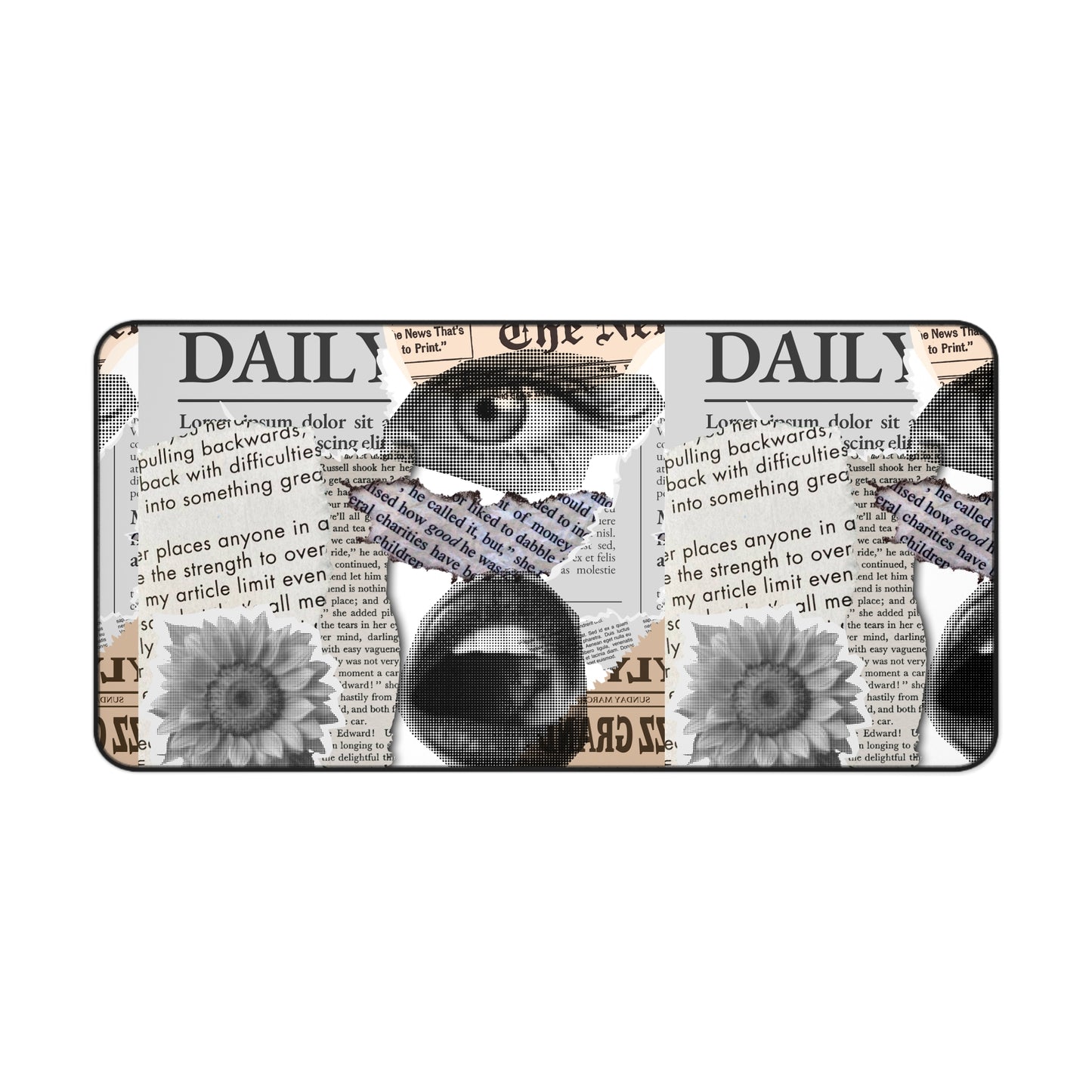 Stylish Desk Mat with Newspaper and Floral Design, Ideal for Home Office, Gifts, Desk Accessories, Office Decor, Unique Workspaces
