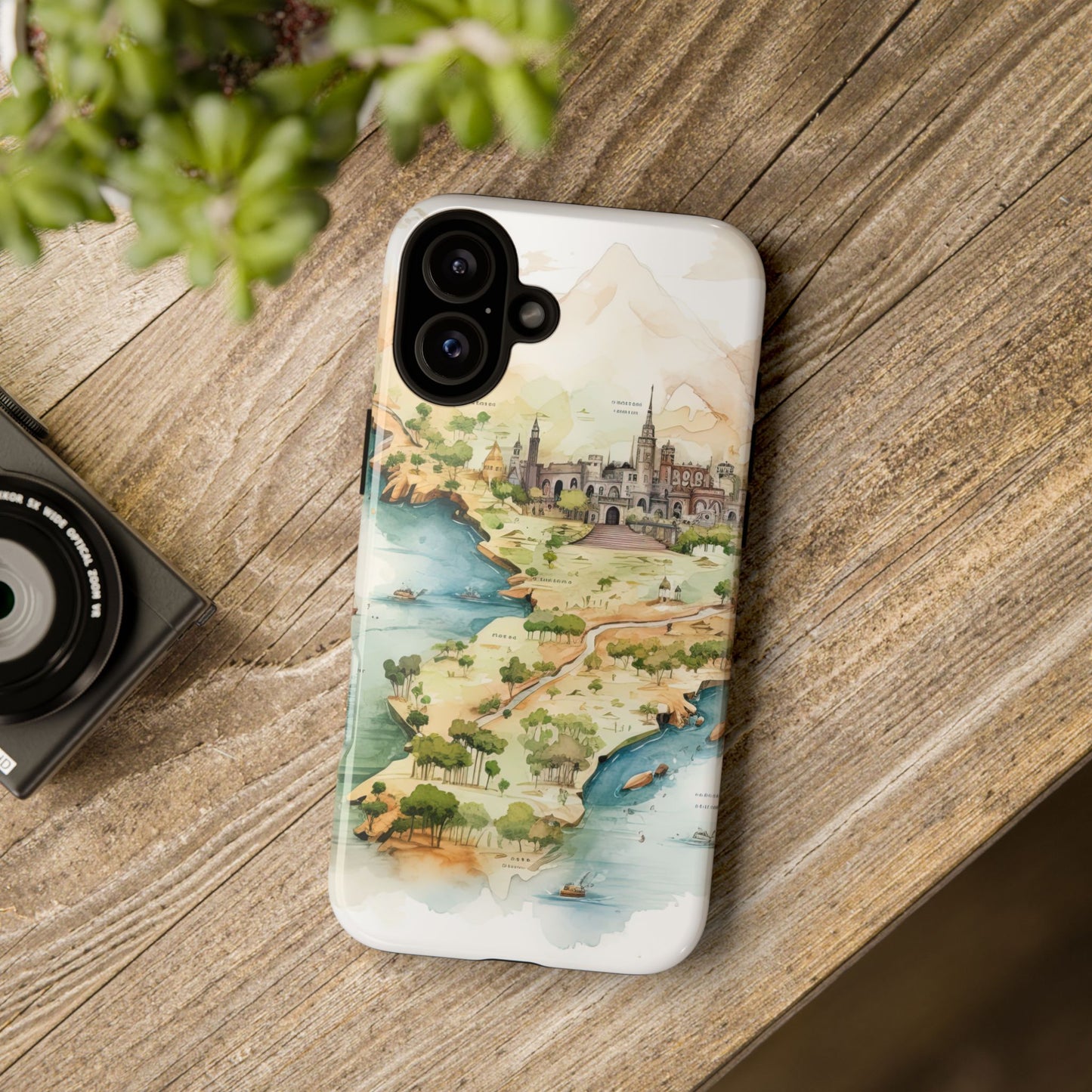 Hard Phone Case — Watercolor Fantasy Map Castle Design