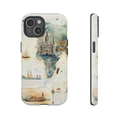 Hard Phone Case — Watercolor Fantasy Map Castle Design