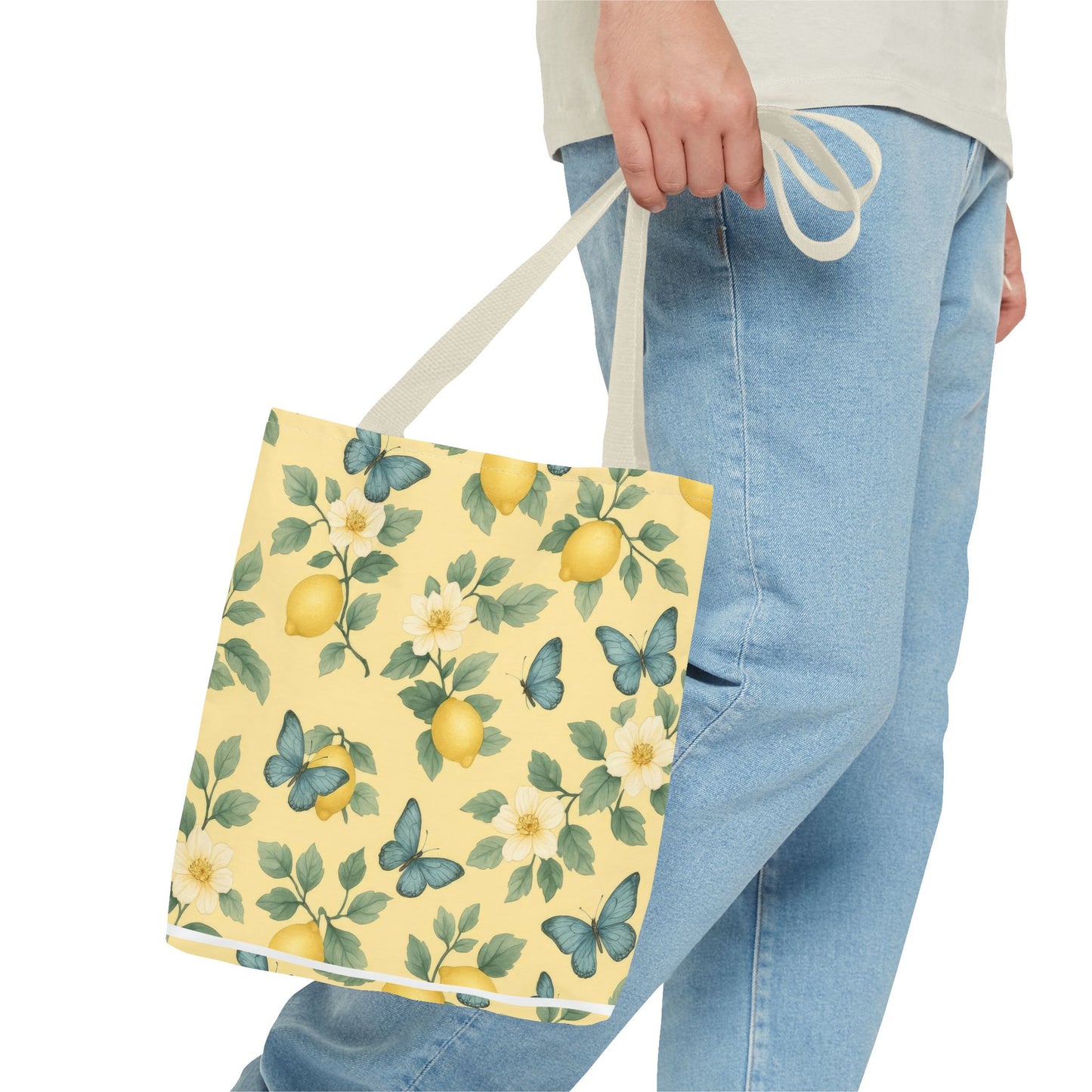 Sunny Lemon Blossom Tote Bag, Summer Vibes, Eco-Friendly Shopping Bag, Floral Market Tote, Perfect Gift for her/him