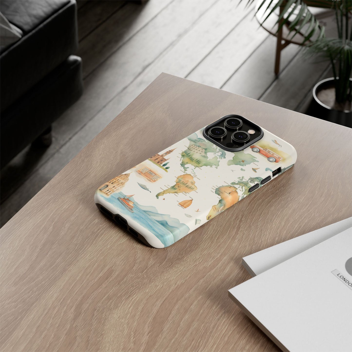 Hard Phone Case — Watercolor Fantasy Map Castle Design