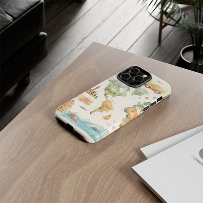 Hard Phone Case — Watercolor Fantasy Map Castle Design