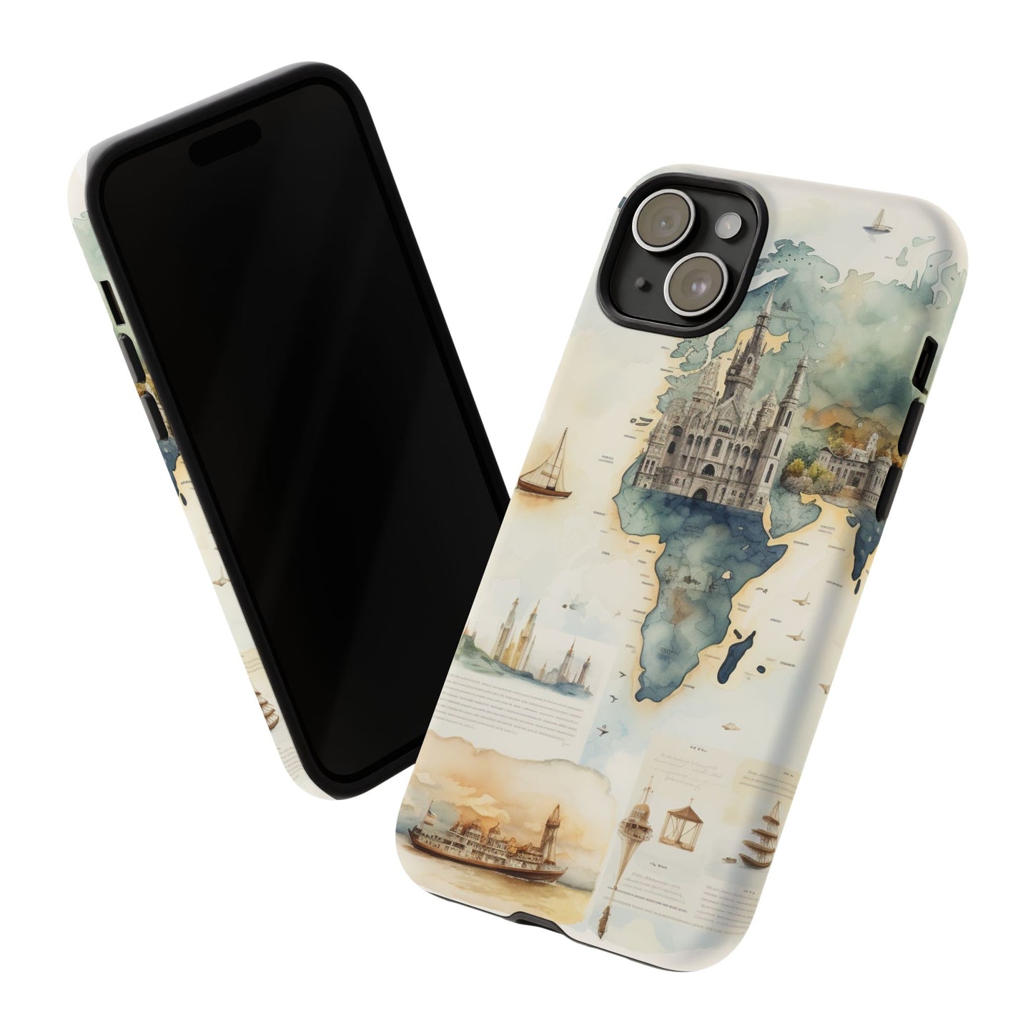 Hard Phone Case — Watercolor Fantasy Map Castle Design