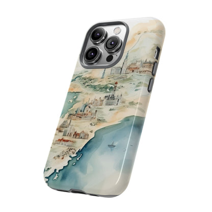 Hard Phone Case — Watercolor Fantasy Map Castle Design
