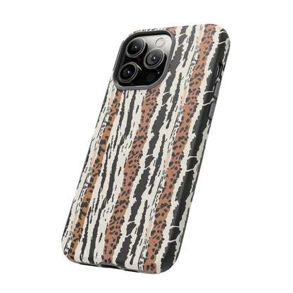 Animal Stripe Phone Case — Leopard & Zebra Pattern Tough Protective Cover,Africa Pattern .
