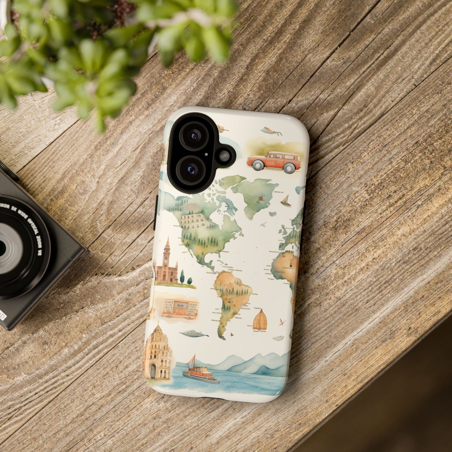 Hard Phone Case — Watercolor Fantasy Map Castle Design