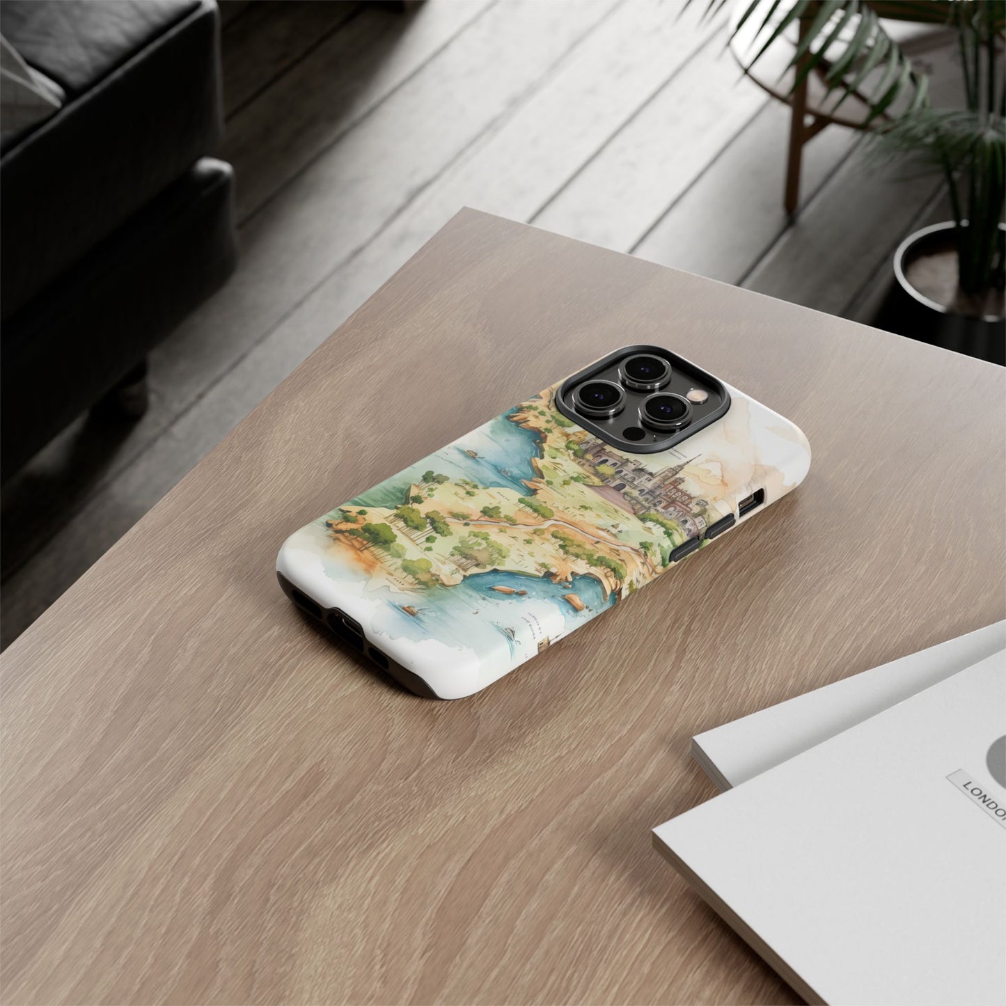 Hard Phone Case — Watercolor Fantasy Map Castle Design