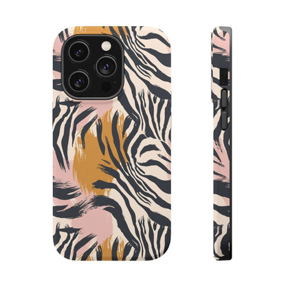Zebra Brushstroke Magnetic Impact Phone Case,Africa Pattern