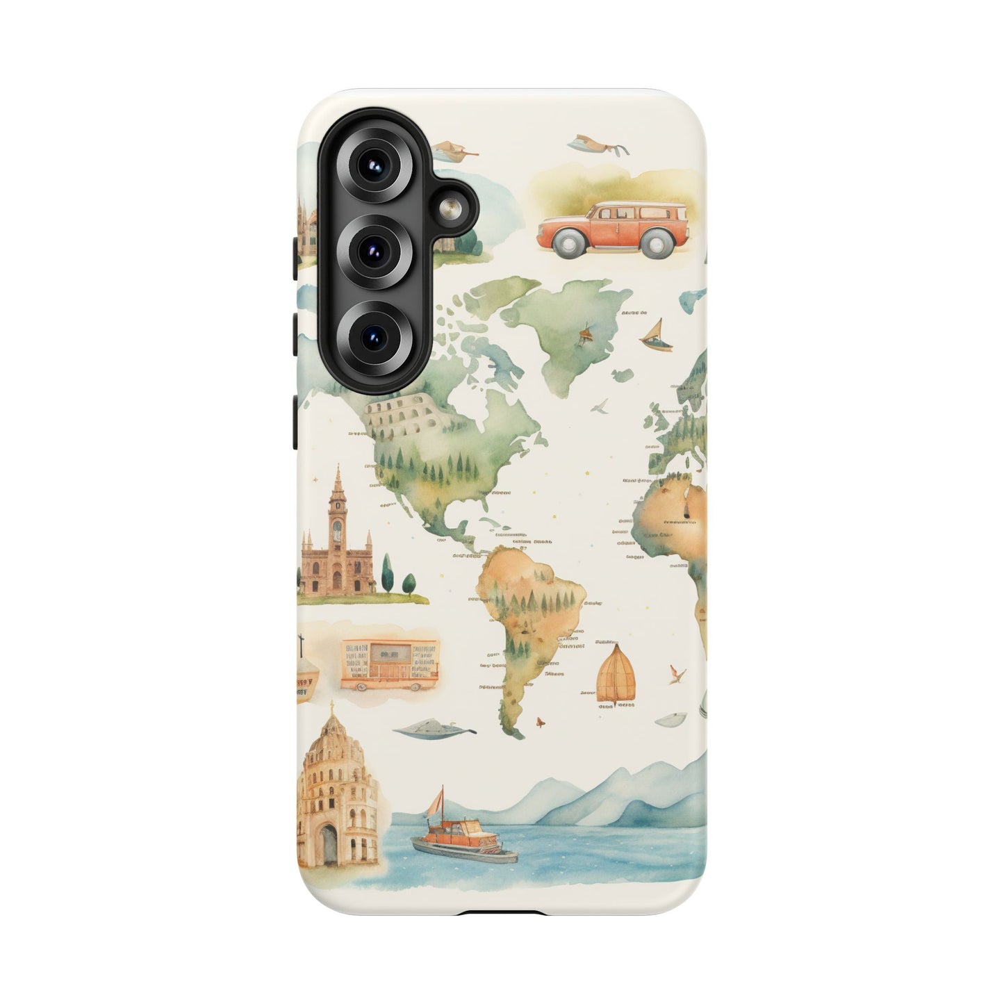 Hard Phone Case — Watercolor Fantasy Map Castle Design
