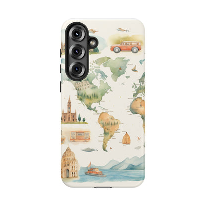 Hard Phone Case — Watercolor Fantasy Map Castle Design