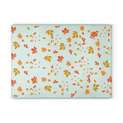Autumn Leaf Glass Cutting Board, Seasonal Kitchen Decor, Fall Cooking Gift, Thanksgiving Kitchenware, Unique Home Gift,Gift for her,Gift for him
