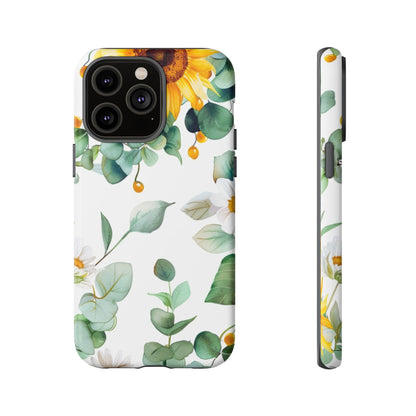 Sunflower & Eucalyptus Tough Phone Case — Protective Floral iPhone Case