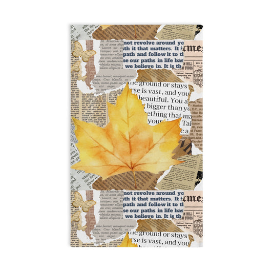 Cozy Autumn Hand Towel with Leaf Design, Kitchen Decor, Fall Gift, Farmhouse Style, Seasonal Home Accent.