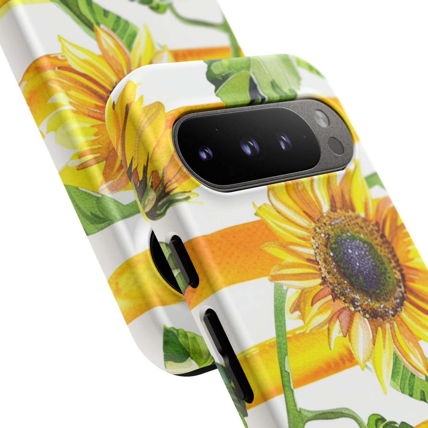 Sunflower Stripes Phone Case - Bright Floral Tough Case