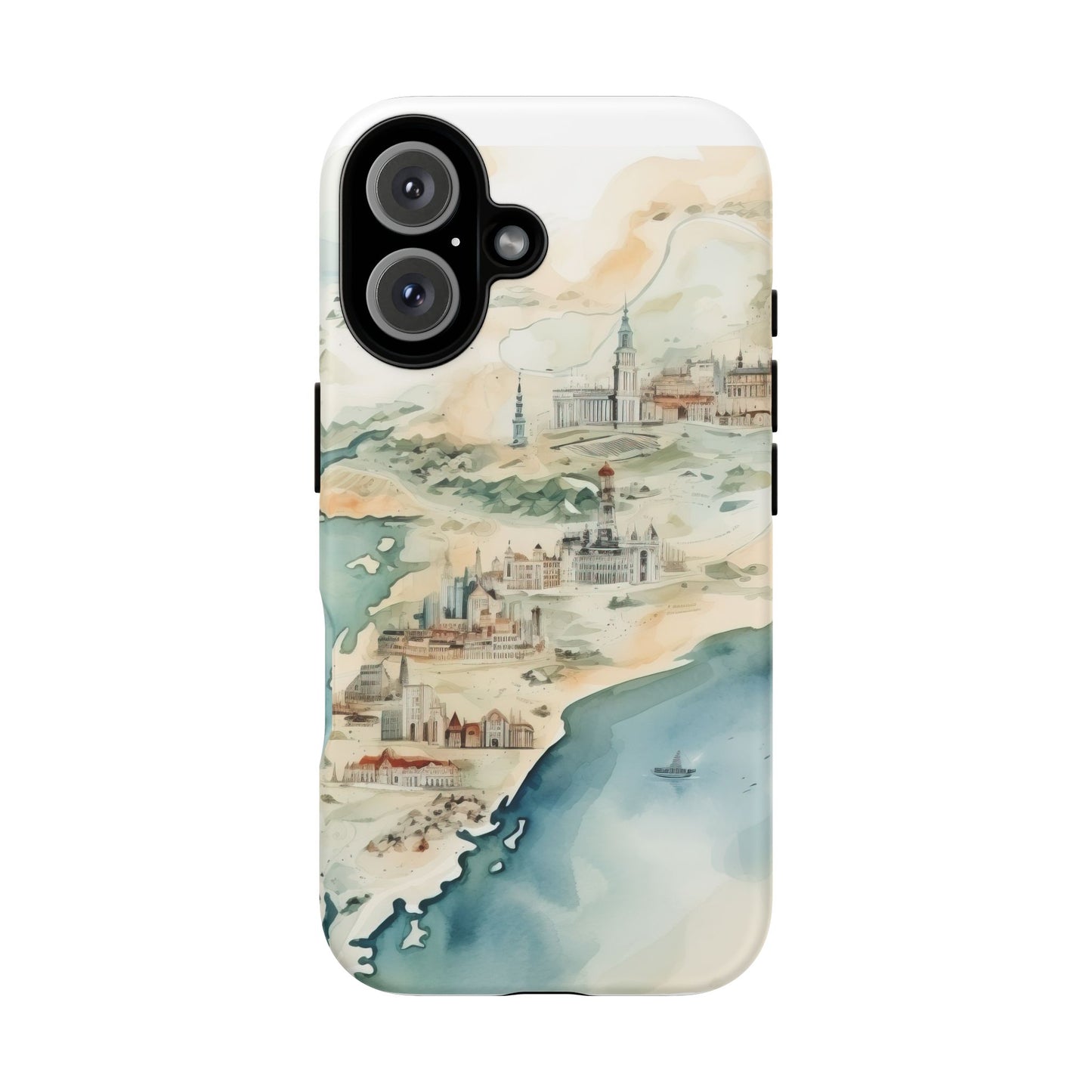 Hard Phone Case — Watercolor Fantasy Map Castle Design