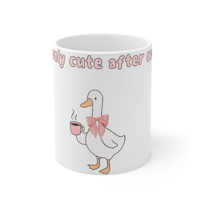 Cute Duck Coffee Mug - 'I'm Only Cute After Coffee',the perfect gift for her ,for Coffe lovers .