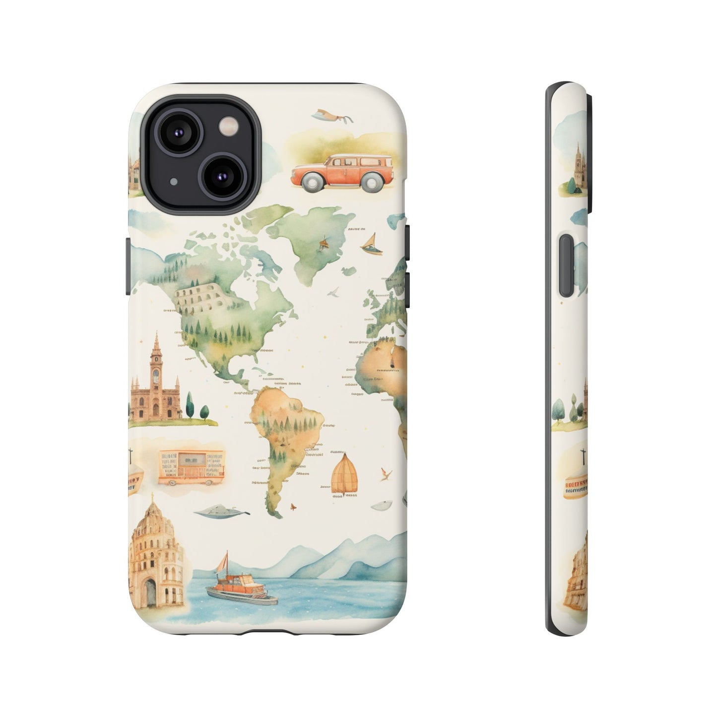 Hard Phone Case — Watercolor Fantasy Map Castle Design
