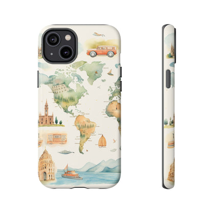 Hard Phone Case — Watercolor Fantasy Map Castle Design