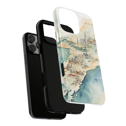 Hard Phone Case — Watercolor Fantasy Map Castle Design