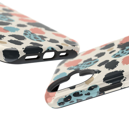 Leopard Splash Magnetic Impact Phone Case — Teal & Coral Animal Print
