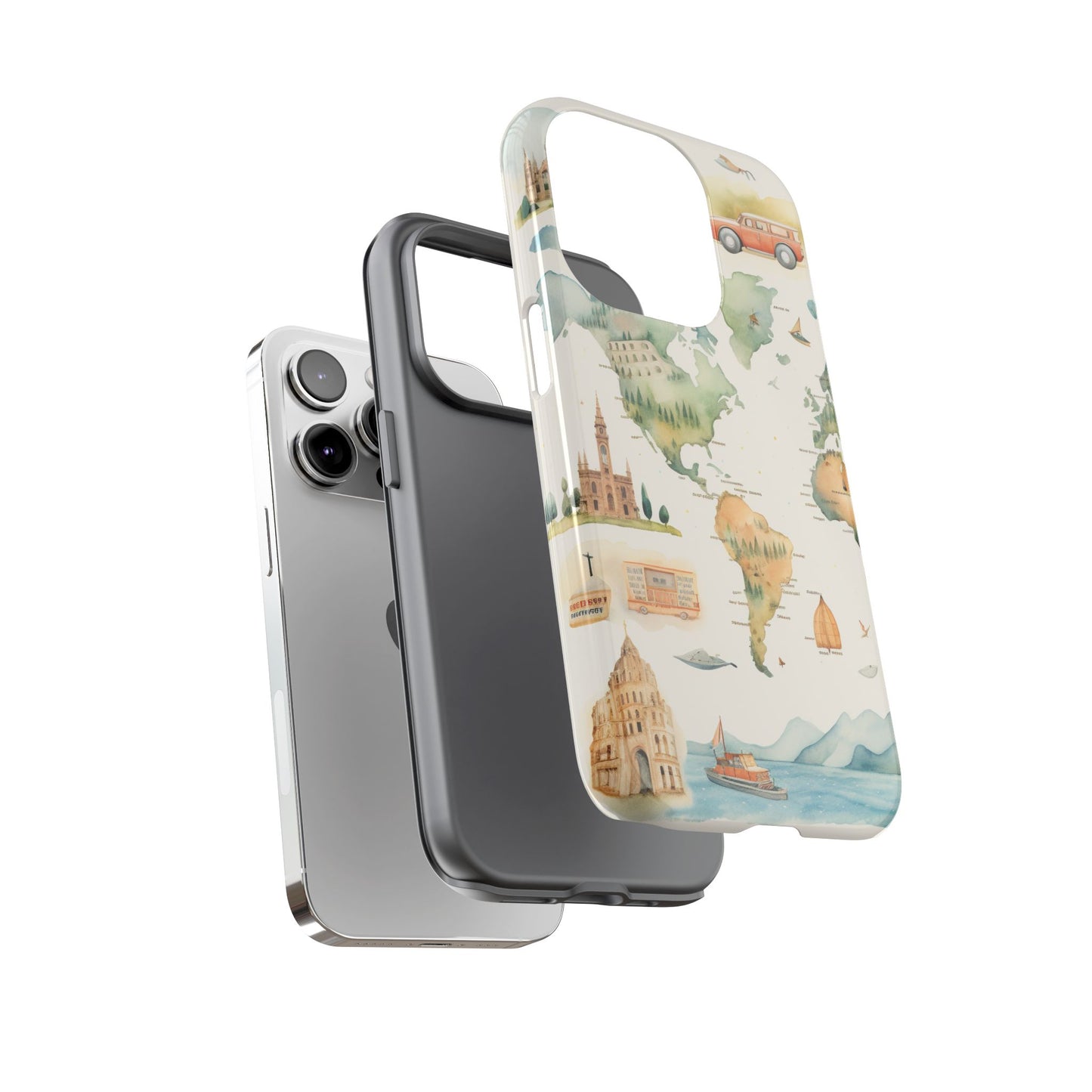 Hard Phone Case — Watercolor Fantasy Map Castle Design