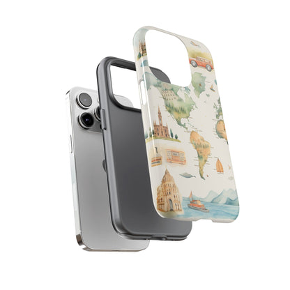 Hard Phone Case — Watercolor Fantasy Map Castle Design