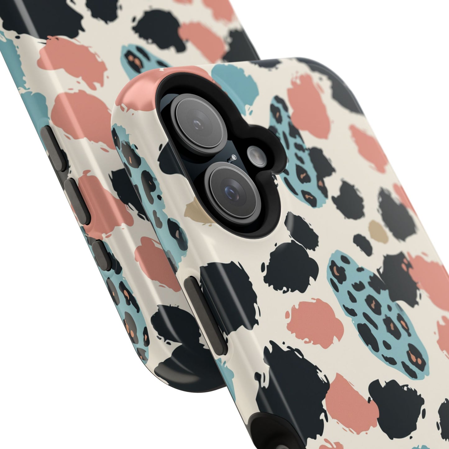Leopard Splash Magnetic Impact Phone Case — Teal & Coral Animal Print