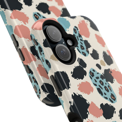 Leopard Splash Magnetic Impact Phone Case — Teal & Coral Animal Print
