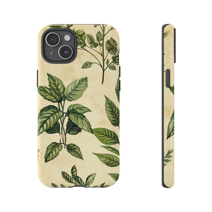 Botanical Leaves Tough Phone Case — Vintage Green Plant Print