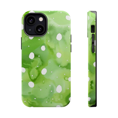 Green Watercolor Polka Dot Magnetic Impact Phone Case
