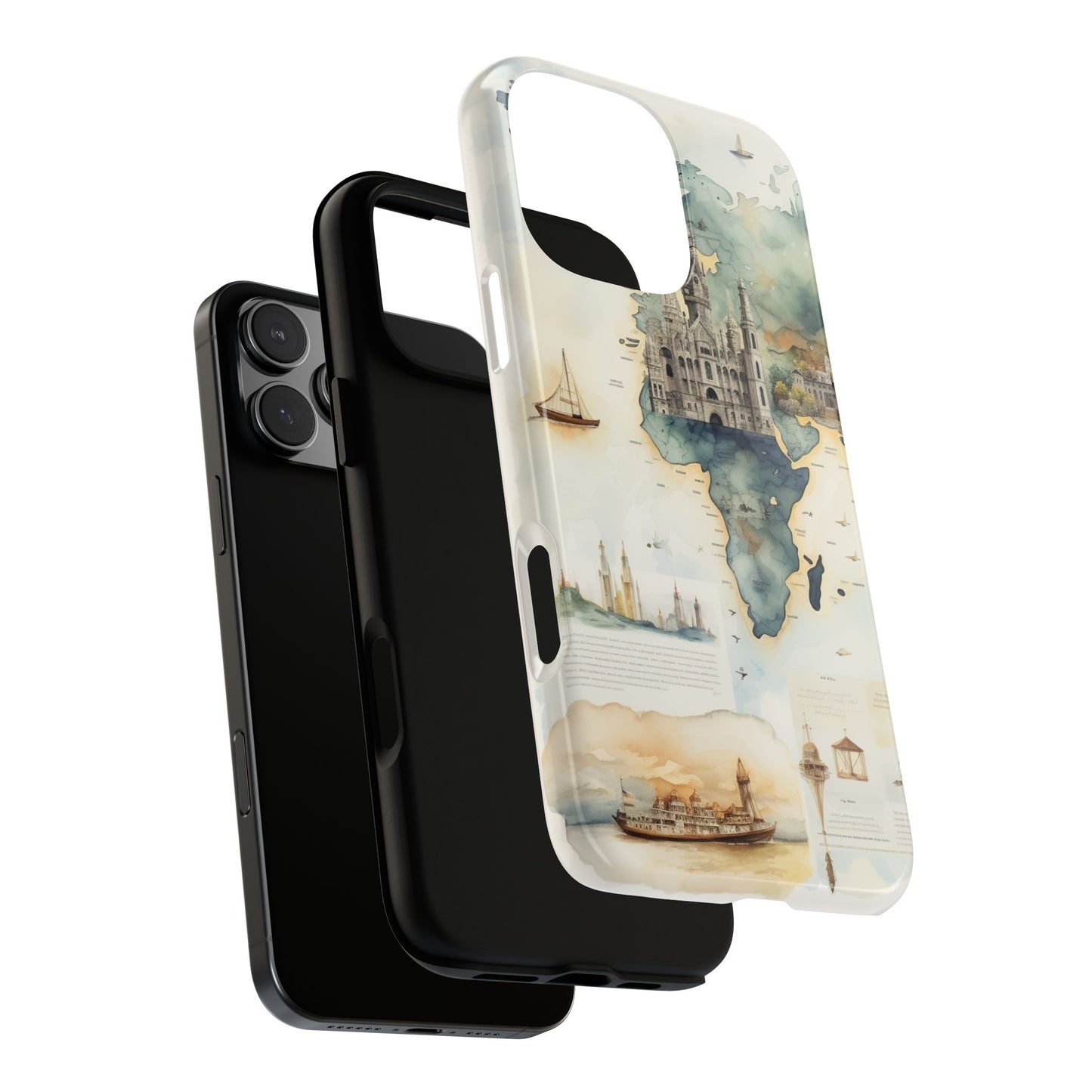 Hard Phone Case — Watercolor Fantasy Map Castle Design